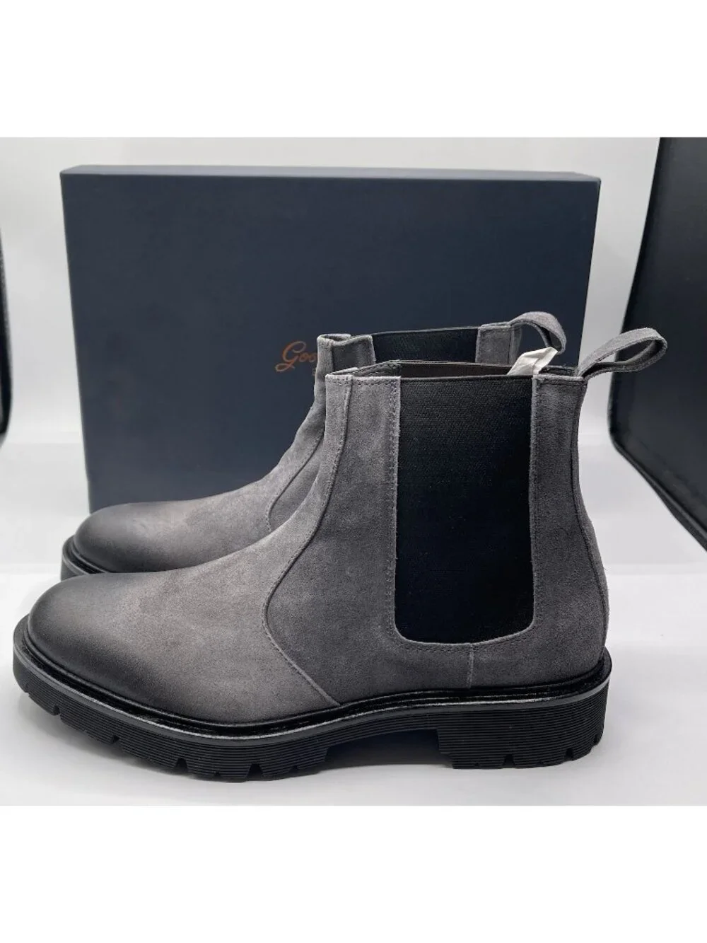 Good Man Brand Mens Size 9.5 Modern City Boot‎ Italian Gray Leather Suede $268